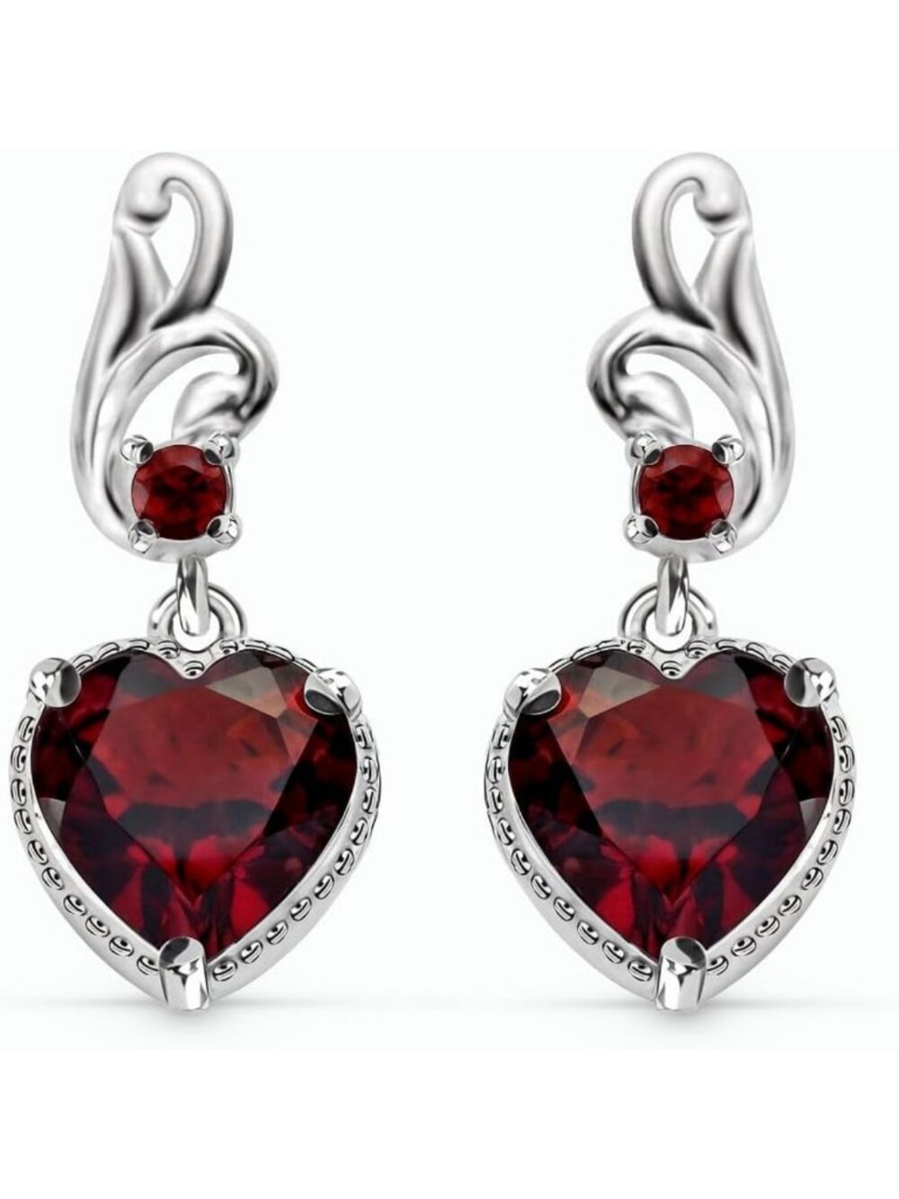 Gorgeous Gemstone Heart Dangle Earrings for Women in 925 Sterling Silver